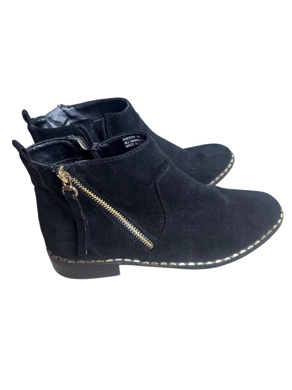 Rouge Black Suede Ankle Boots Chunky Block Heel Booties Sz 6